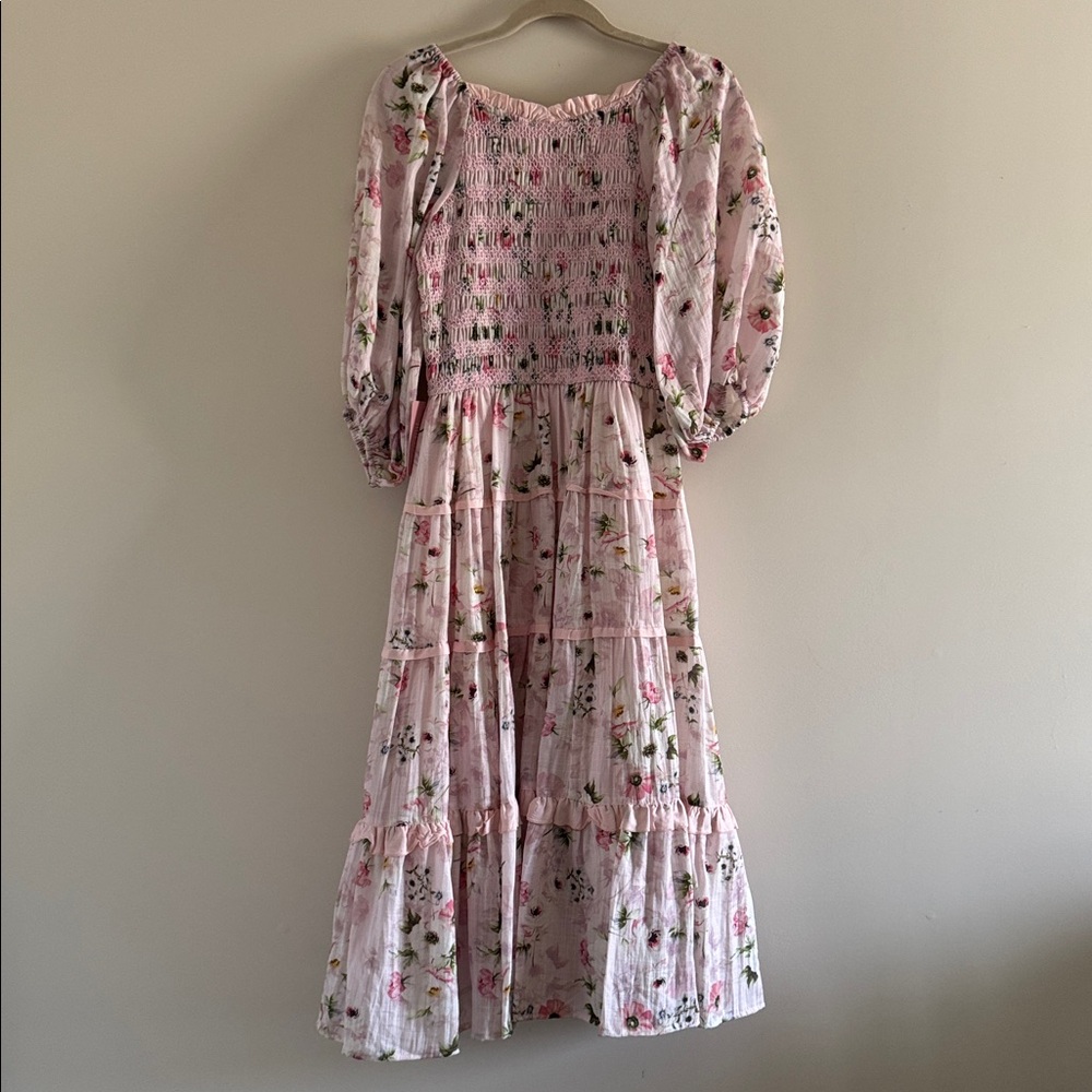 NWT Ivy City Co Pink Floral Smocked Roselyn Midi Dress XS - Picture 9 of 12